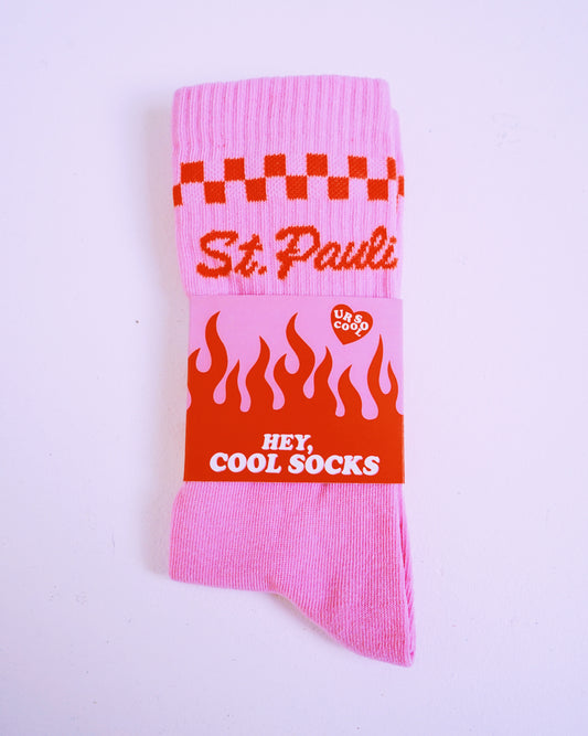 St. Pauli Socks - Pink Red Check